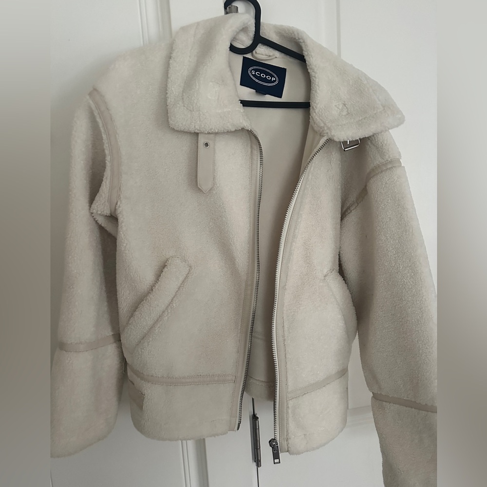 Scoop Cream Suede Sherpa Bomber Jacket